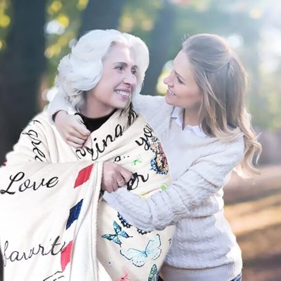 Gifts for Mom Soft Fleece Throw Blanket From DaughterSon Butterfly Letter Design - Picture 7 of 9